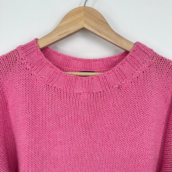 Anthropologie by handmade Chunky Knit Cotton Blend Crewneck Hand Knit Sweater - Picture 6 of 12